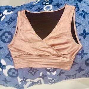 👑 LIKE NEW SHEIN Black and Tan Satin Crop Top